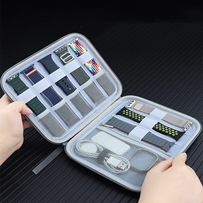Travel Accessories Apple - 時計バンドボックスアップル/サムスン/xiaomi時計ストラップケースデータケーブル旅行スマートリストストラップ収納バッグ