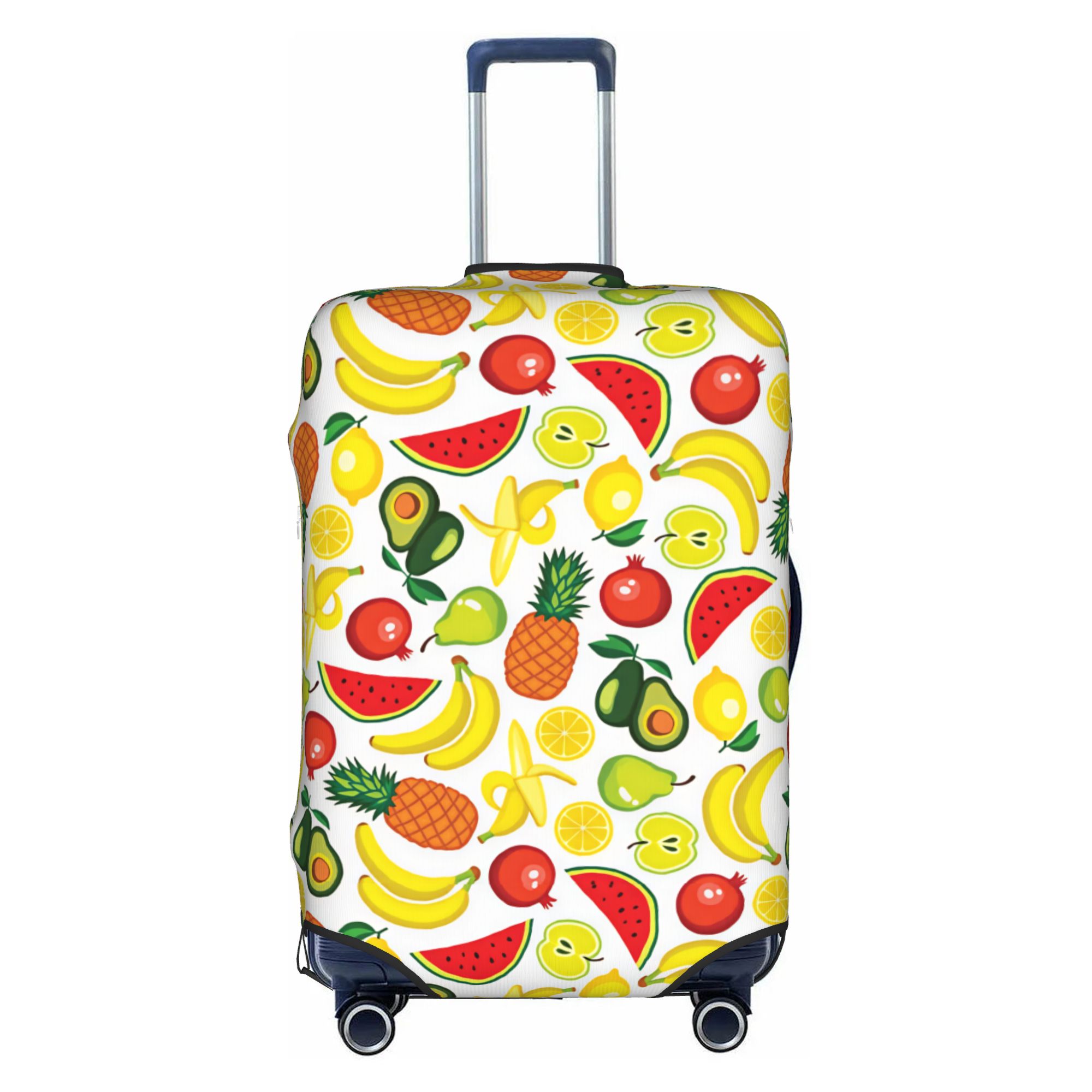 Travel Accessories Apple - 面白いアボカド、スイカ、バナナ、パイナップル、レモン、グリーンアップル柄の弾性スーツケースカバー、荷物保護カバー