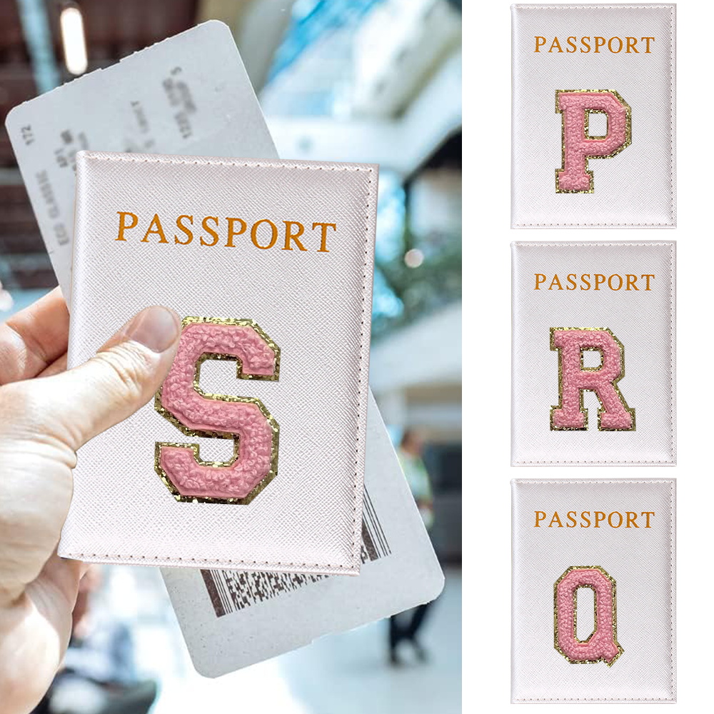 Travel Accessories Pink - PUレザーパスポートカバー,カードケースカバー,ピンクのレターシリーズ,薄い旅行の財布,世界