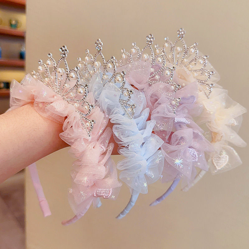 Travel Accessories Pink - 甘い素敵な女の子のヘッドバンドヘアアクセサリーピンクブルーレースヘッドバンド子供のホリデーギフトプリンセスガールアクセサリークラウン