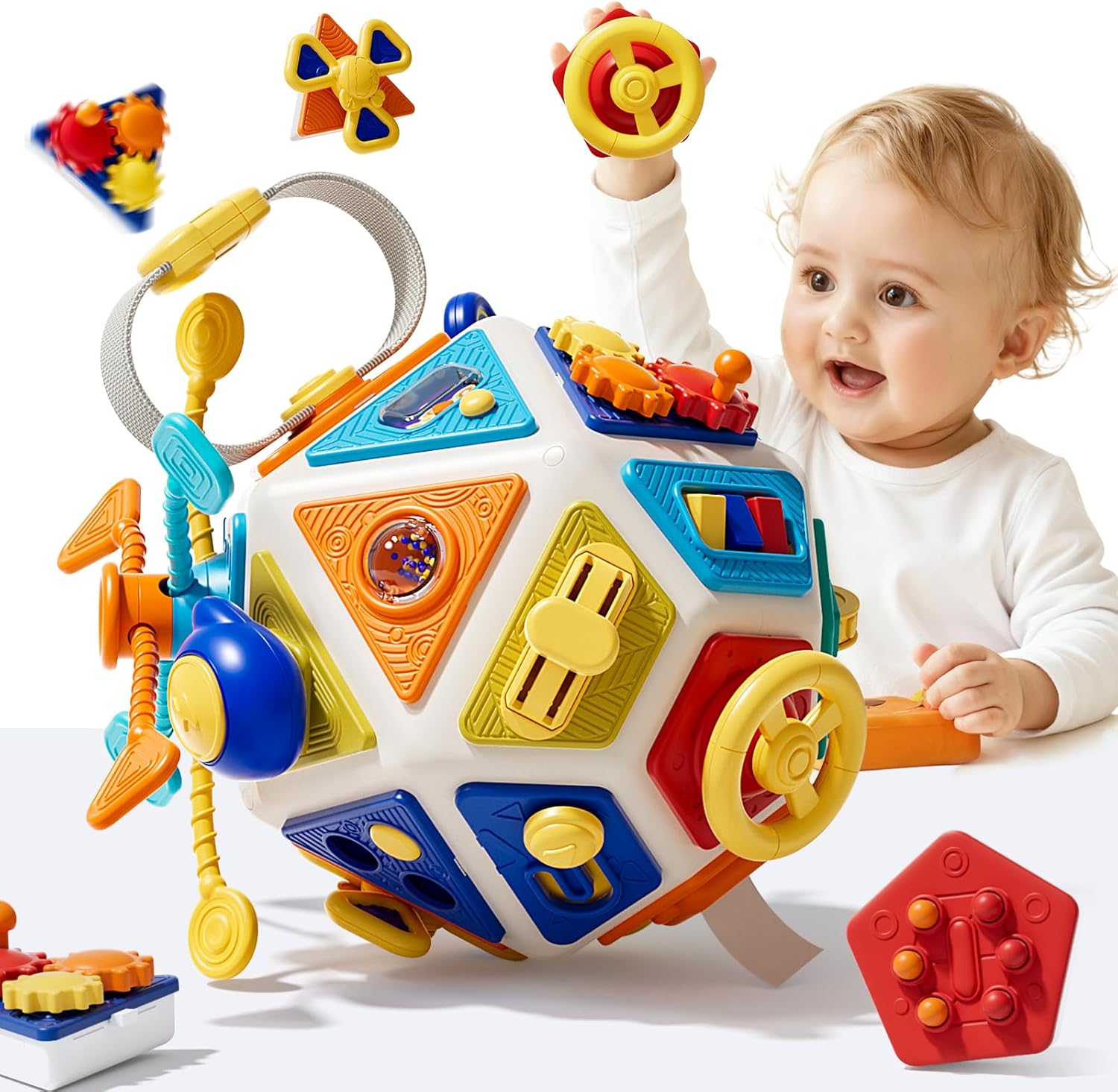 Travel Accessories With Baby - ベビービジーボードアクティビティキューブおもちゃ モンテッソーリ感覚玩具 幼児向け早期教育玩具 旅行用フィジェットトイ ギフト