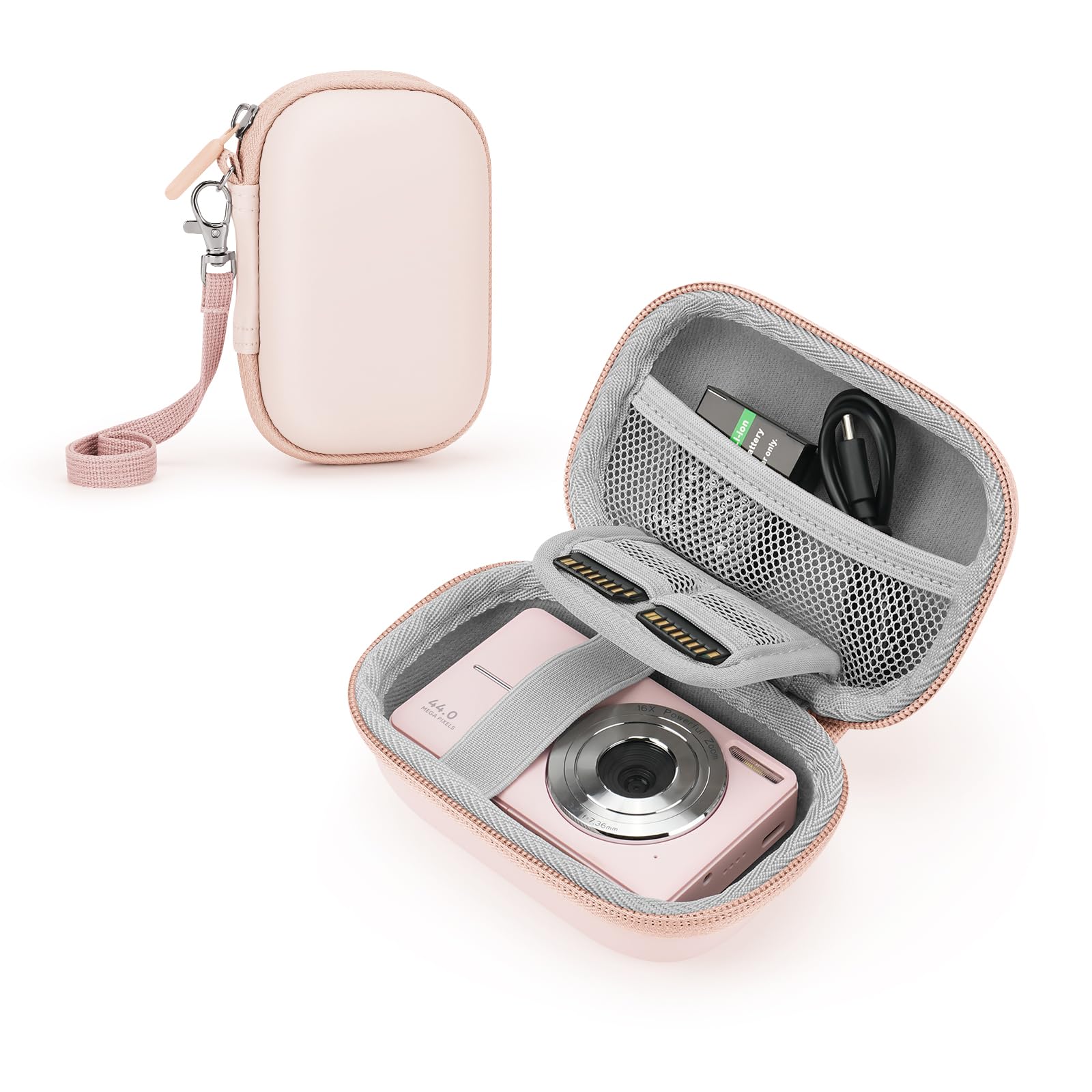 Travel Accessories Pink - デジタルカメラ用カメラケース、サムスン/キヤノン/ソニー/ニコンデジタルカメラ用、SDカード収納、旅行用、かわいいケースバッグ、ピンク