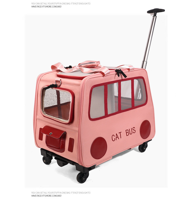 Travel Accessories Pink - 多機能ペット用トラベルトロリーケース ポータブル猫/犬用キャリーバッグ ジッパー開閉式 折りたたみ式頑丈ペット用荷物バッグ アウトドア旅行用