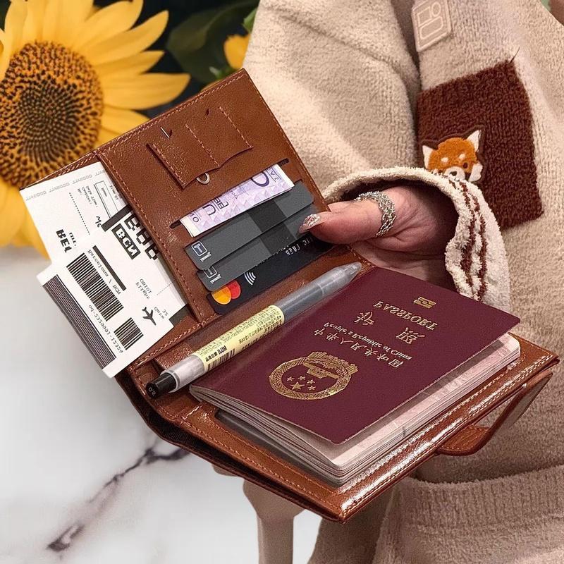 Travel Accessories On Plane - 旅行パスポート財布女性男性カードホルダー RFID ブロッキングクレジットカード ID バッグ飛行機チケットホルダー多機能財布