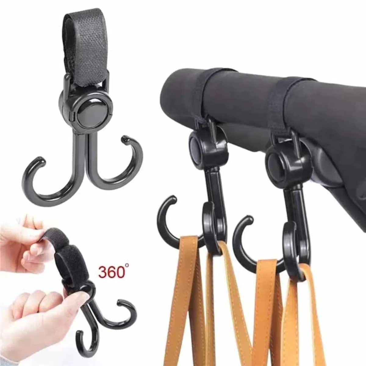 回転可能なダブルフック​​ベビーカートラベルアクセサリーショ - Travel Accessories With Baby のレビューと価格