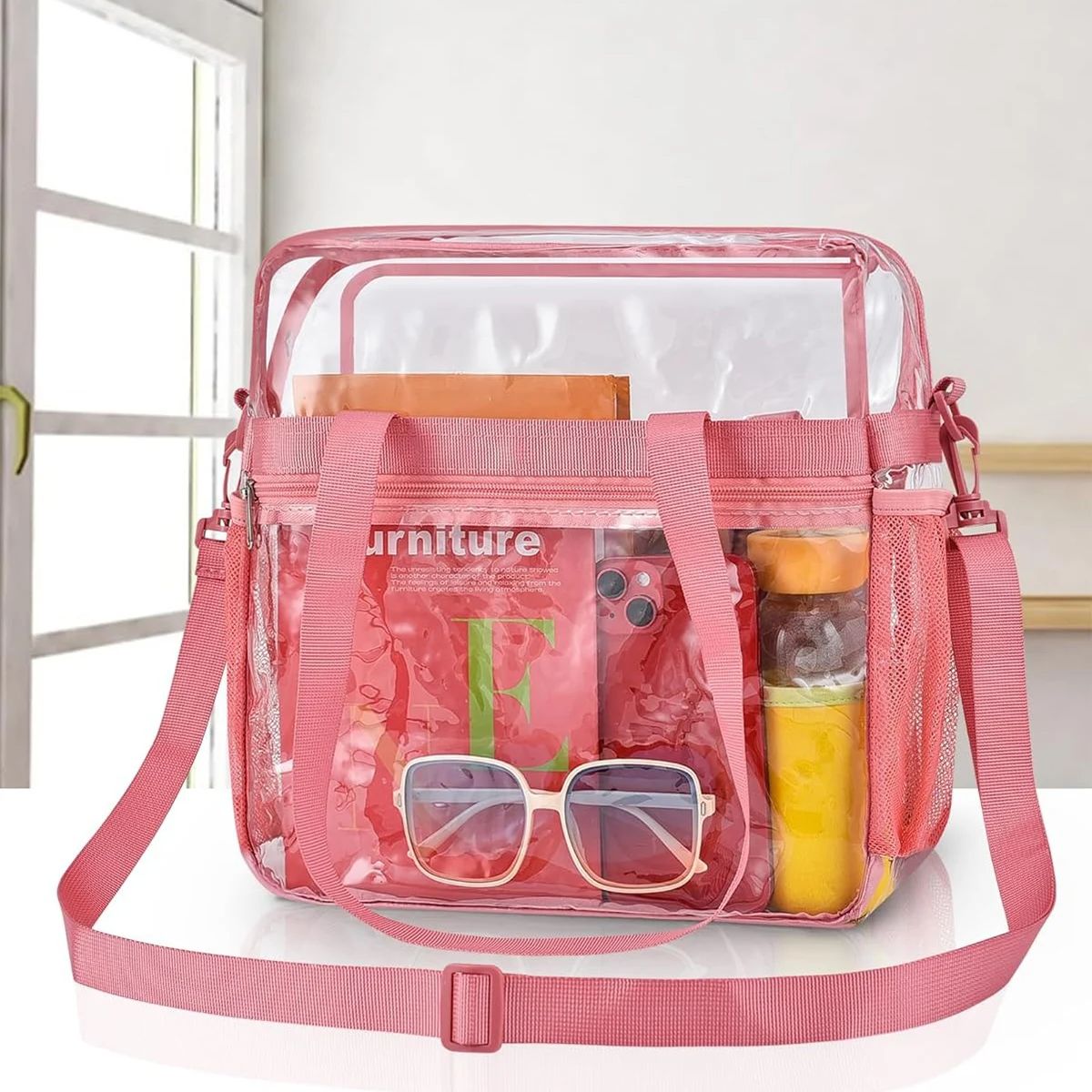 ピンクのポータブルPVCトラベルバッグ、コンサート、スポーツ - Travel Accessories Pink のレビューと価格