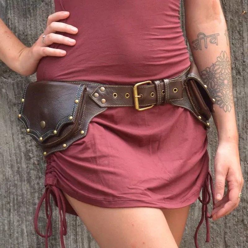 1pc 中世スチームパンクレザーウエストバッグユーティリティ - Travel Accessories Hip Belt のレビューと価格