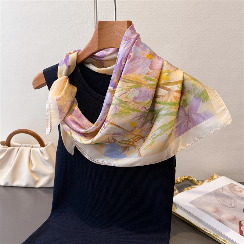 模造スクエアスカーフ女性用プリントスカーフバンダナ高級ヒジャ - Travel Accessories Luxury のレビューと価格