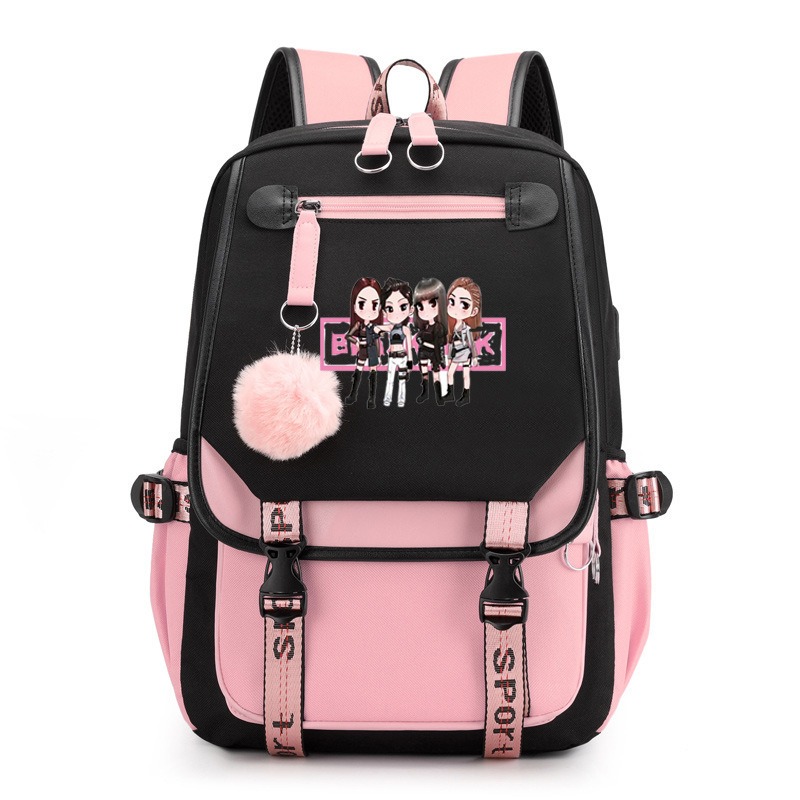ブラックピンクパターン大容量バックパックカジュアルスクールバ - Travel Accessories Pink のレビューと価格