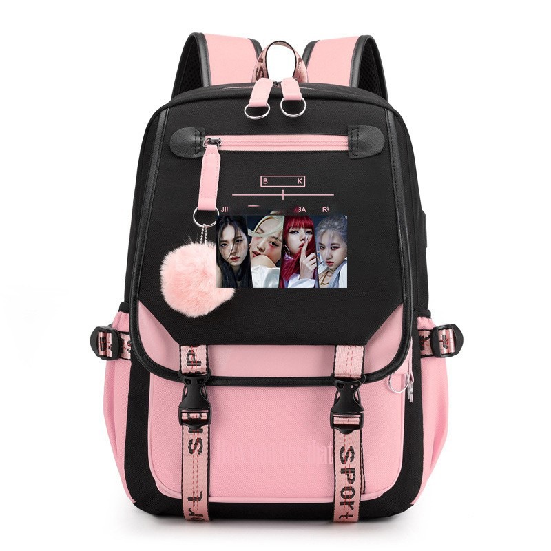 ブラックピンクパターン大容量バックパックカジュアルスクールバ - Travel Accessories Pink のレビューと価格
