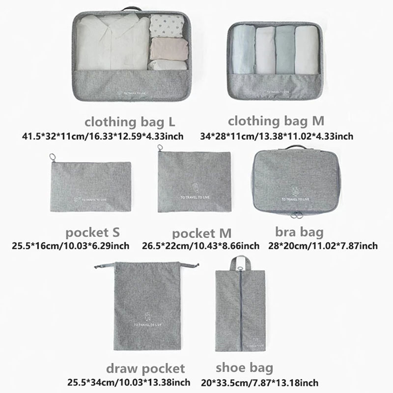 7ピース旅行用パッキングキューブセット 男女兼用 防水荷物整 - Travel Accessories Pouch For Men のレビューと価格