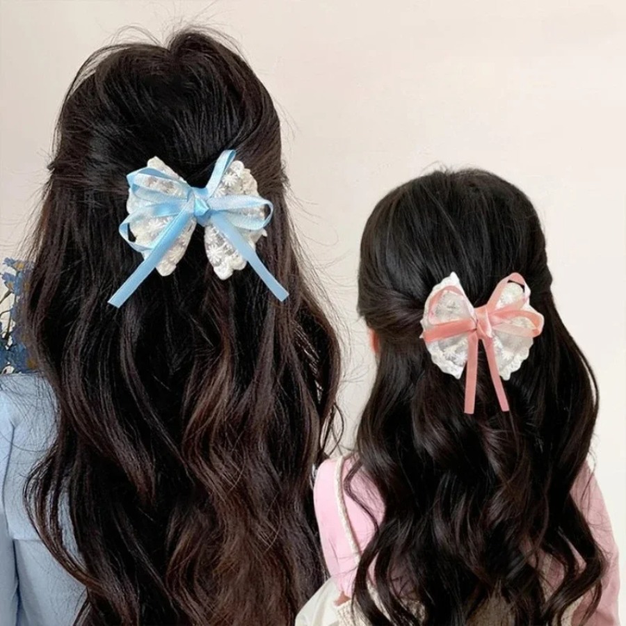 2 ピース/セットかわいいレースの弓ヘアクリップ甘い刺繍リボ - Travel Accessories For 10 Year Old Girl のレビューと価格