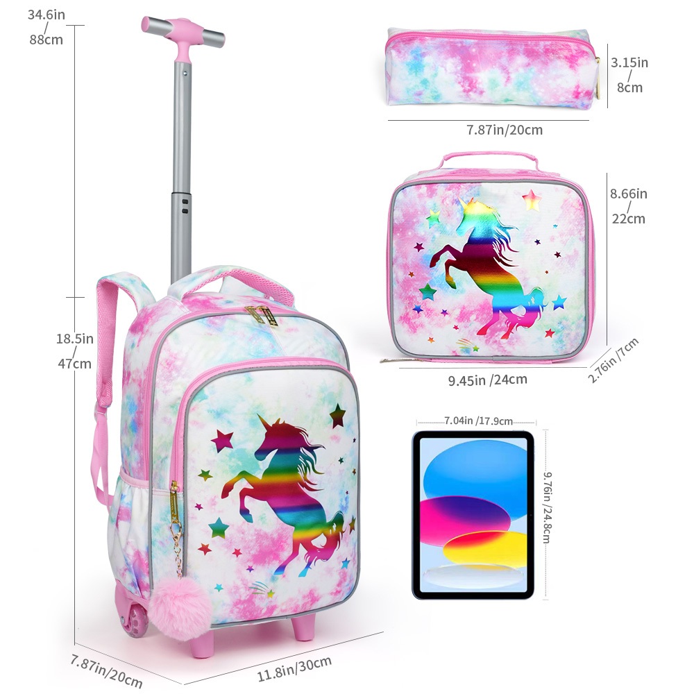 3点セット 子供用トラベルバッグ、荷物バッグ、車輪付きブック - Travel Accessories Pink のレビューと価格