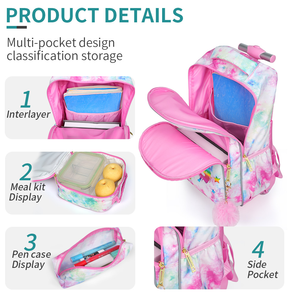 3点セット 子供用トラベルバッグ、荷物バッグ、車輪付きブック - Travel Accessories Pink のレビューと価格
