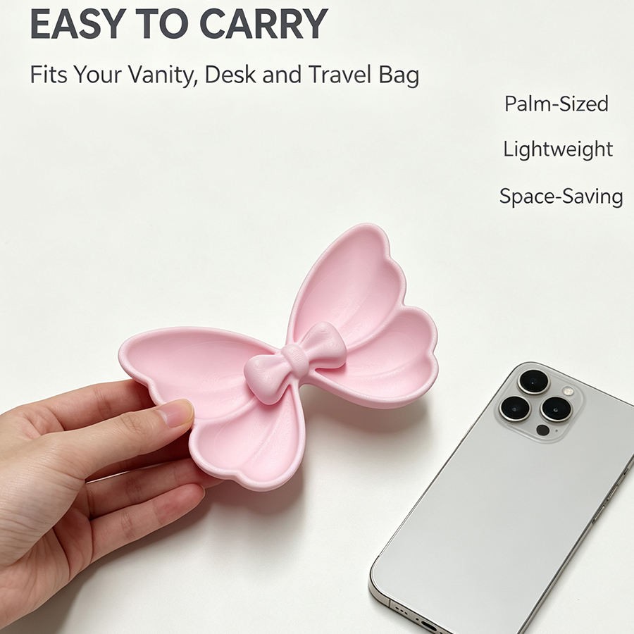 2個入りミニ弓型ジュエリー収納皿、3D弓型スカラップ型レース - Travel Accessories Pink のレビューと価格