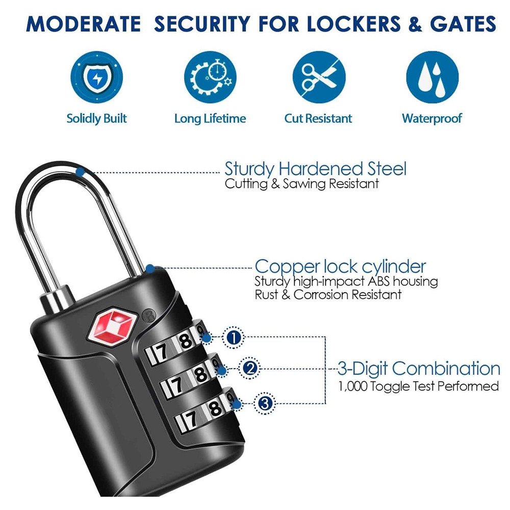 TSA承認済み荷物ロック、コンビネーショントラベル南京錠、3 - Travel Lock Tsa Approved のレビューと価格