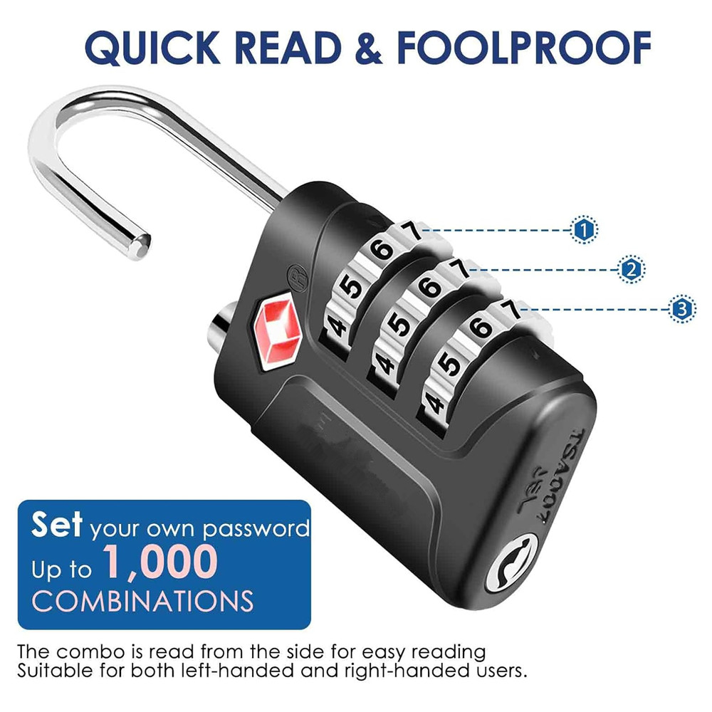 TSA承認済み荷物ロック、コンビネーショントラベル南京錠、3 - Travel Lock Tsa Approved のレビューと価格