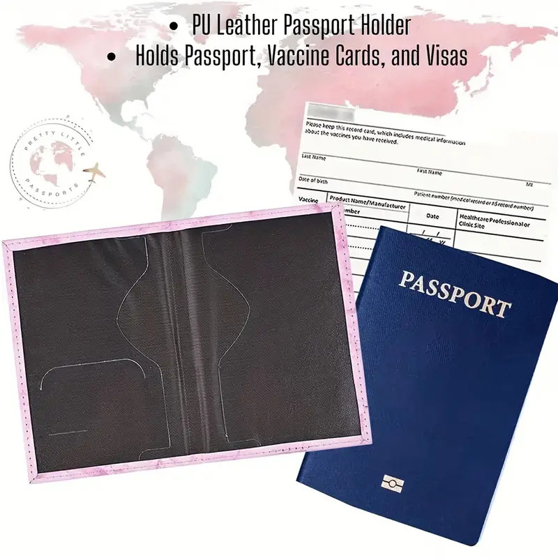 ピンクのPUレザーパスポートホルダー、刺繍ラベル付き、チケッ - Travel Accessories Pink のレビューと価格