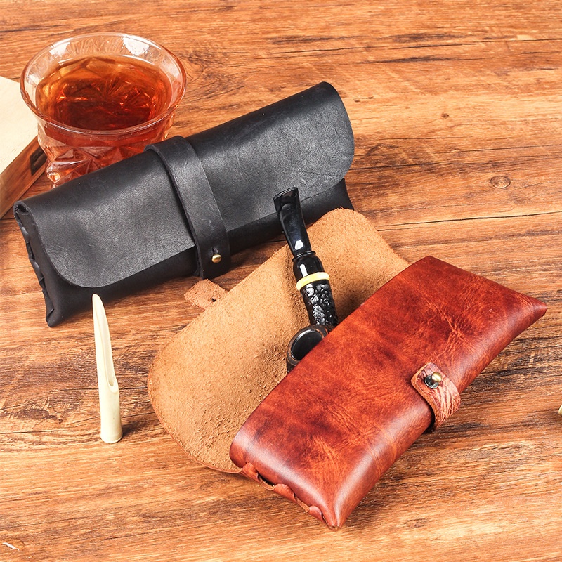ヴィンテージ牛革パイプバッグハンドヘルドタバコパイプ収納ポー - Travel Accessories Pouch For Men のレビューと価格